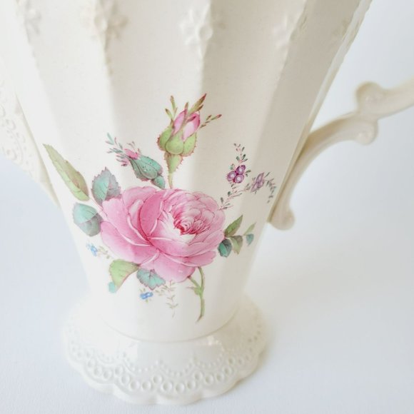 Vintage Spode's Jewel Billingsley Rose Pink Coffee Pot Embossed Lace Pattern - Picture 5 of 12